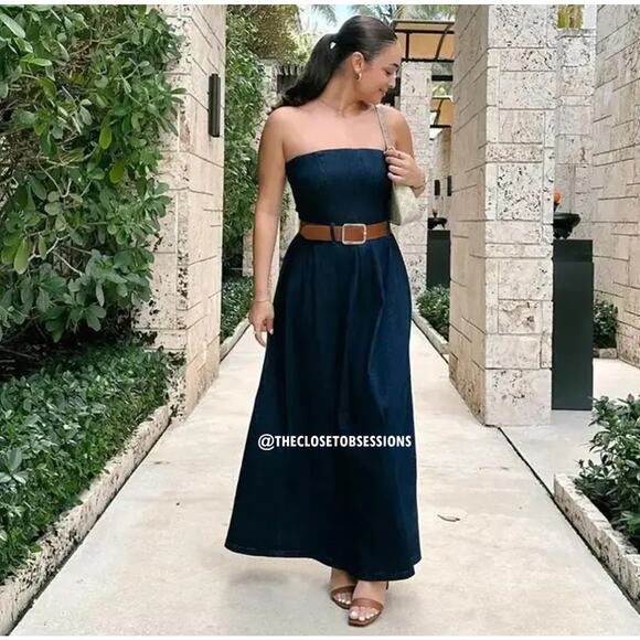 ZARA Blogger Fave Belted Strapless Dress NWT โจ Elegant A-Line Size M - Picture 10 of 16